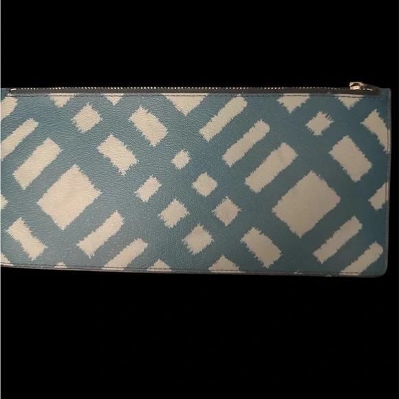 Coach Geometric Blue and Cream Leather Clutch - Picture 2 of 4